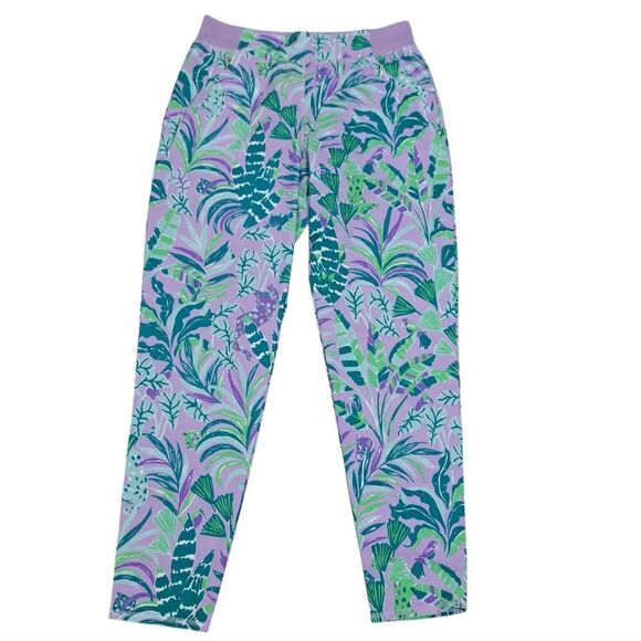Lilly Pulitzer Tropical Print Leggings in Purple and Green - Picture 1 of 14